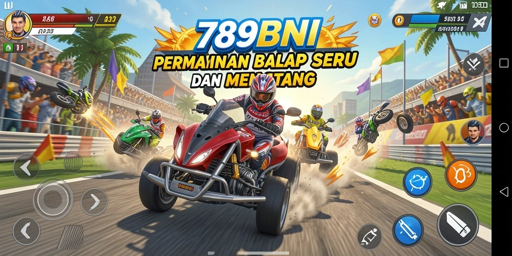 Tampilan gameplay seru di 789BNI saat balapan berlangsung.
