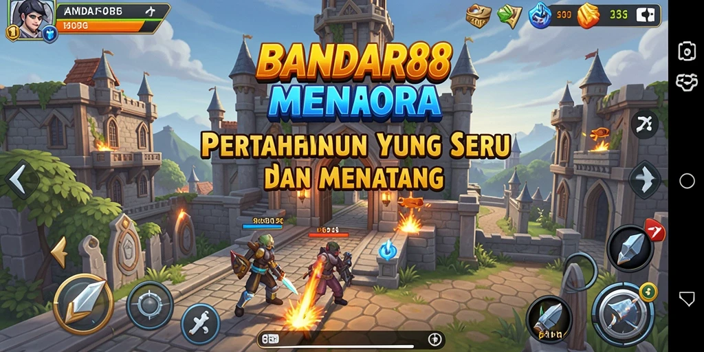 Screenshot dari gameplay Tower Defense BANDAR88 yang mendebarkan.