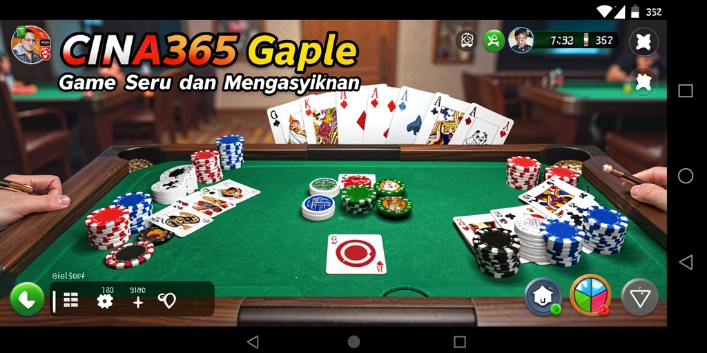 Tampilan gameplay CINA365 dengan suasana gaple yang seru.