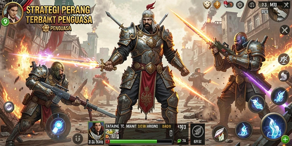 Tangkapan layar gameplay D73 menunjukkan strategi pertempuran mendalam.