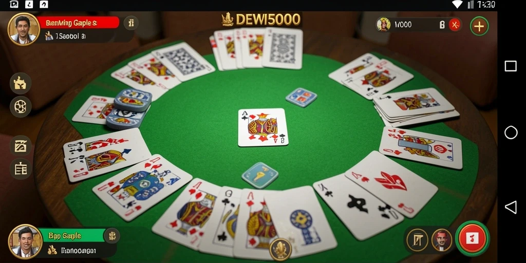 Tangkapan layar gameplay DEWI5000 dengan antarmuka Gaple yang menarik.
