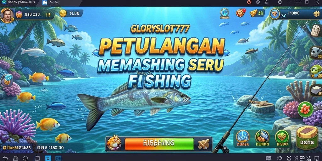 Tampilan gameplay GLORYSLOT777 yang menampilkan aktivitas memancing yang mendebarkan.