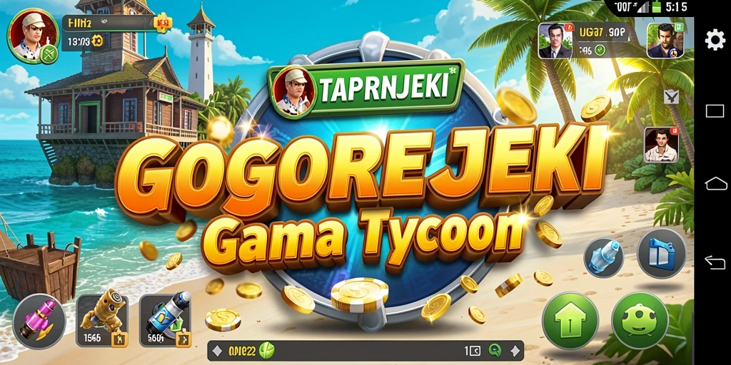 Tangkapan layar utama GOGOREJEKI menunjukkan gameplay Tycoon yang seru.