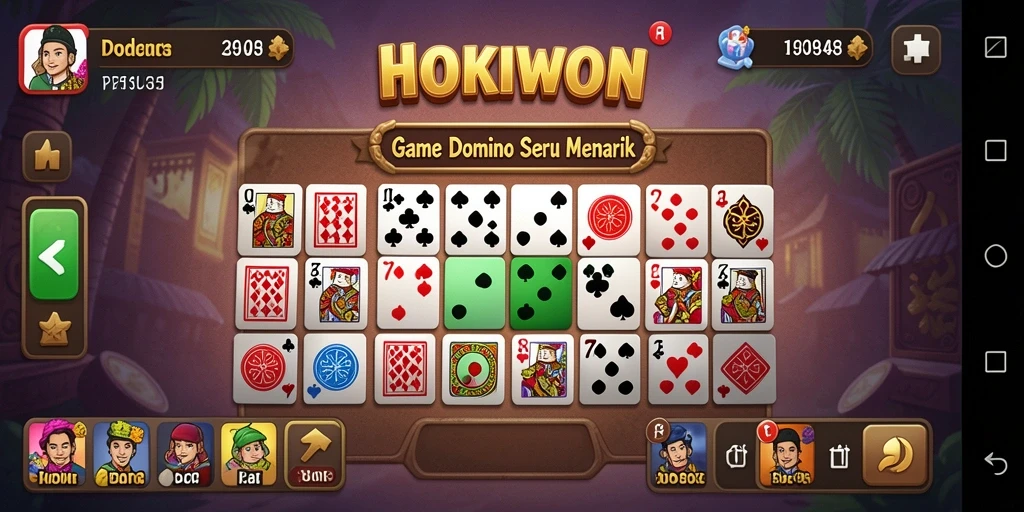 Screenshot gameplay HOKIWON menampilkan aksi seru permainan Domino.