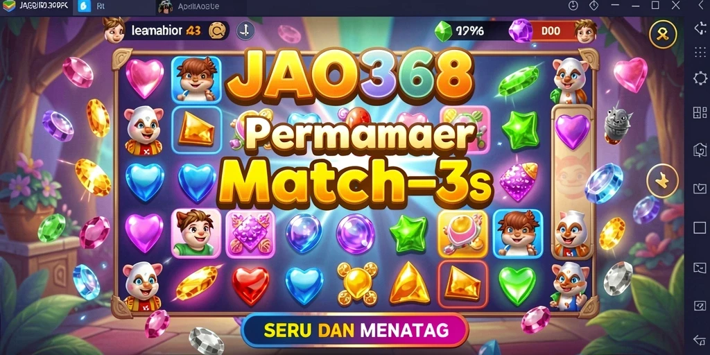 Screenshot gameplay JAGO368 yang menampilkan tantangan Match-3 seru.