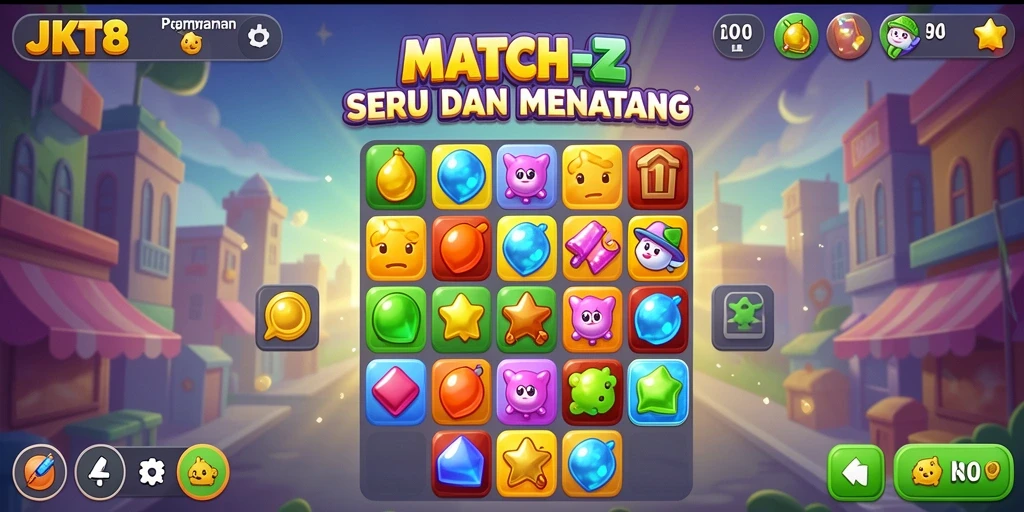 Tangkapan layar gameplay JKT8 yang penuh warna dan menarik.