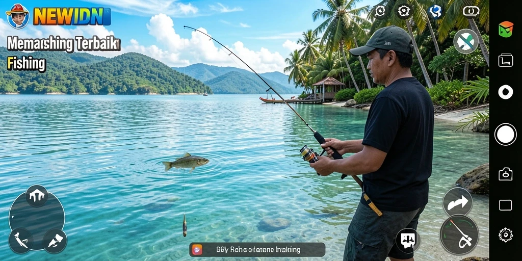 Tangkapan ikan besar dalam gameplay <strong>NEWIDN</strong>, menunjukkan aksi memancing yang seru.