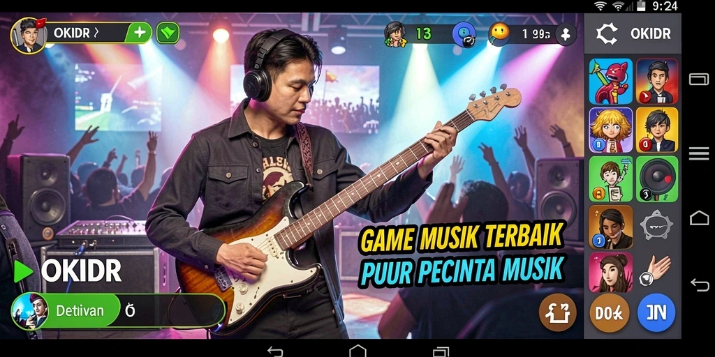 Screenshot gameplay OKIDR menunjukkan keseruan bermain musik.