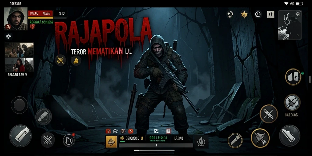 Tangkapan layar gameplay RAJAPOLA menunjukkan suasana mencekam di dunia horor.