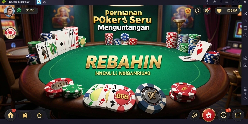 Tampilan menarik dari gameplay Poker dalam REBAHIN.