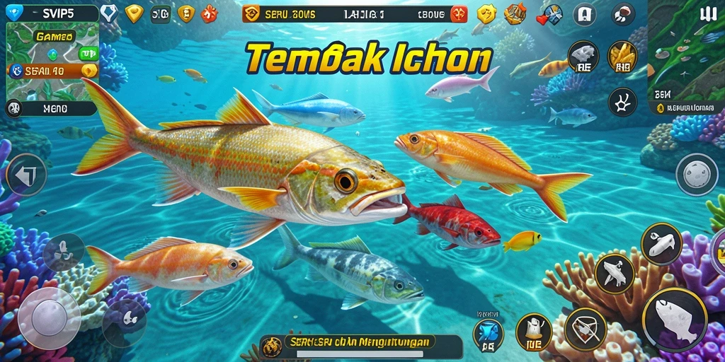 Screenshot gameplay SVIP5 menunjukkan aksi menembak ikan yang seru.